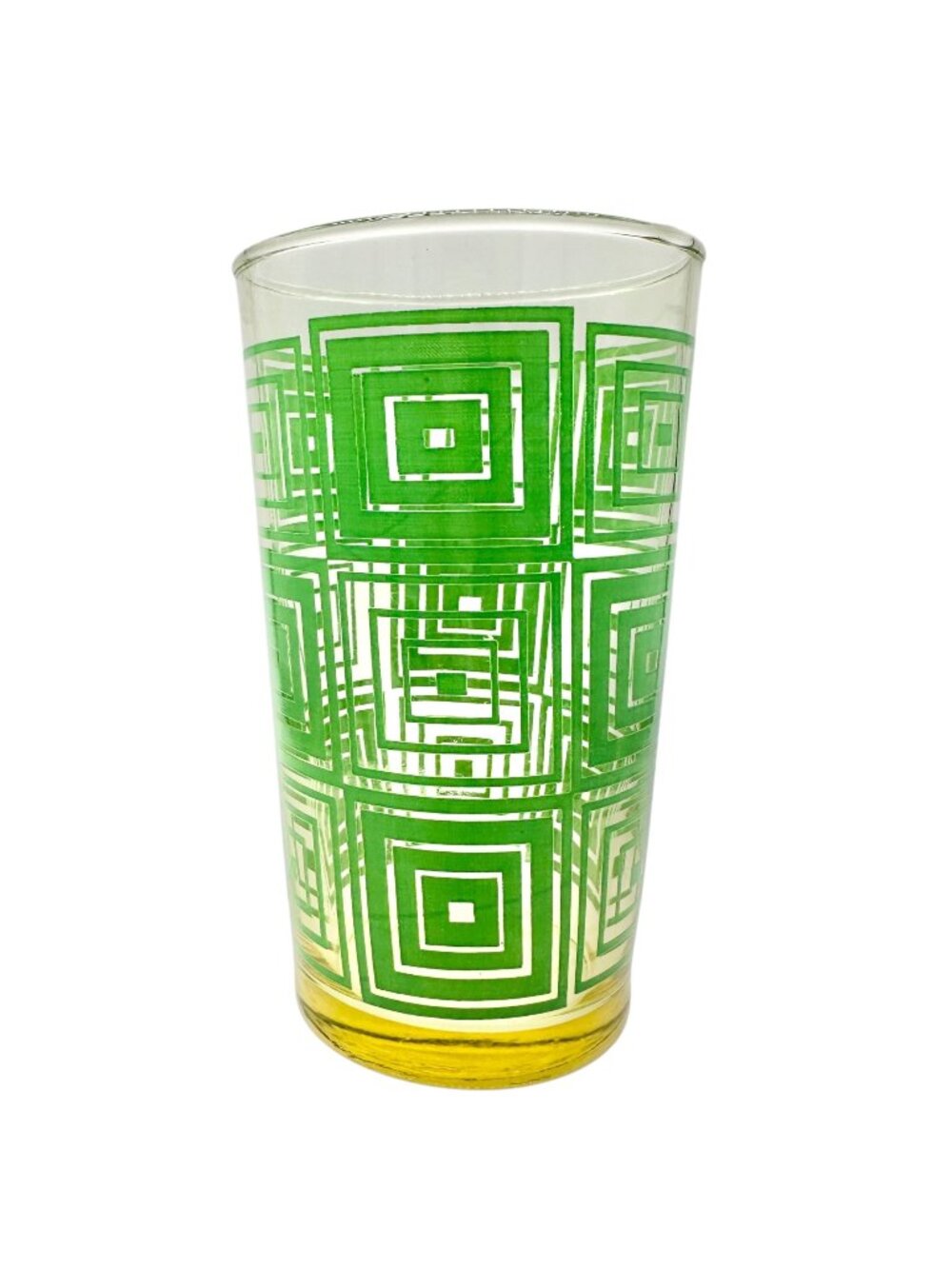 Mid Century Modern Green Geometric Design 6 Oz Glass Tumbler Retro Drinkware